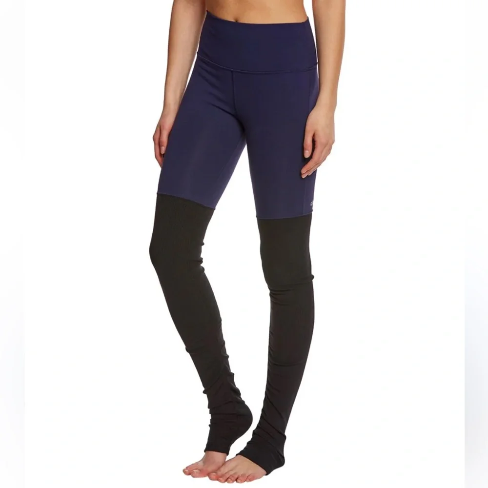 ALO Yoga Navy and Black Two-Tone High-Waist Leggings